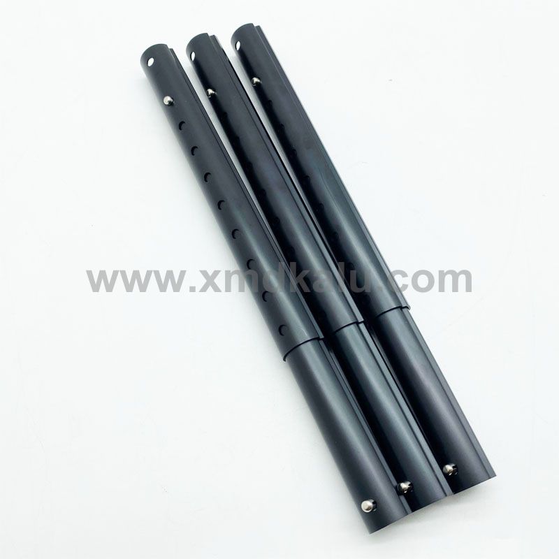 anodized black aluminum tube with spring button telescopic pole for