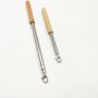 Stainless steel telescopic pole with wooden handle