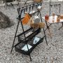 Outdoor Camping Waterproof Aluminum Folding Double-layer Net  Pocket Storage Rack