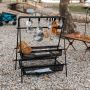 Outdoor Camping Waterproof Aluminum Folding Double-layer Net  Pocket Storage Rack